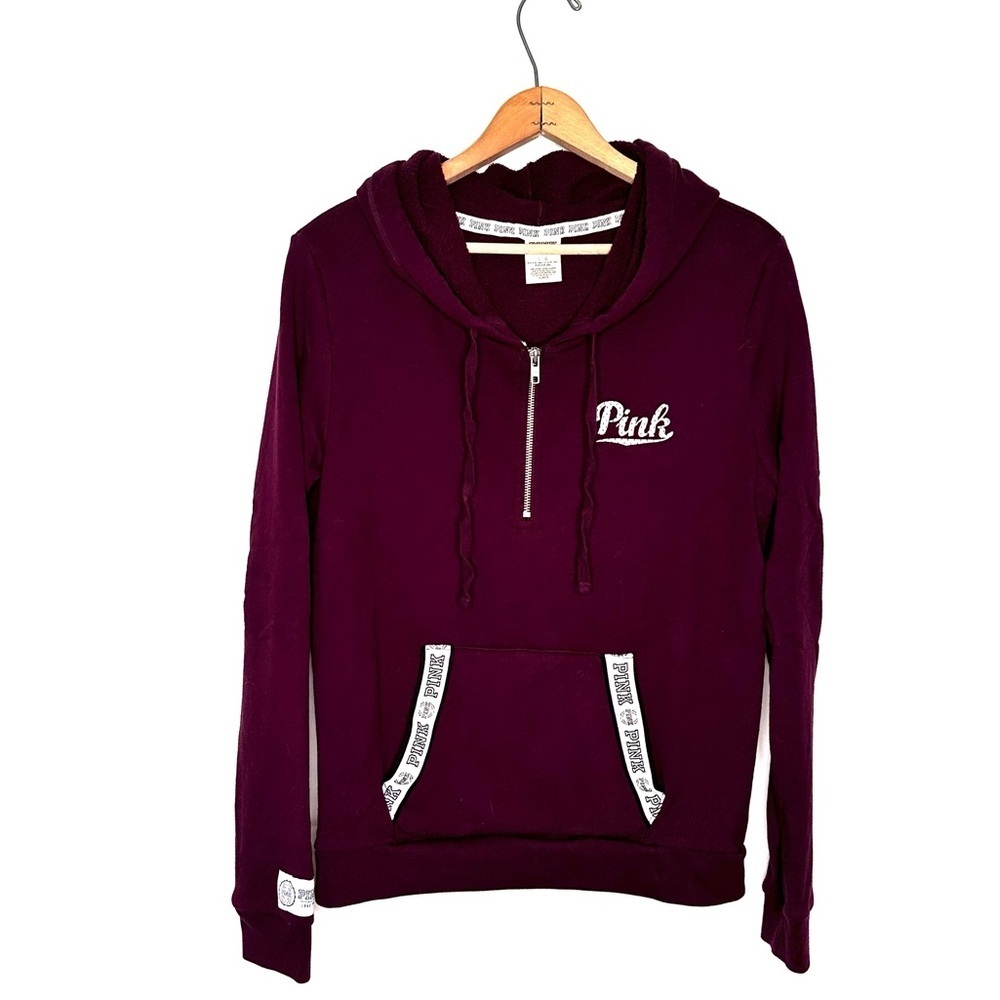 Pink Victoria's Secret | Perfect Quarter Zip Hoodie Black Orchid Size Large